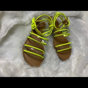 Neon Green Flat Sandals
